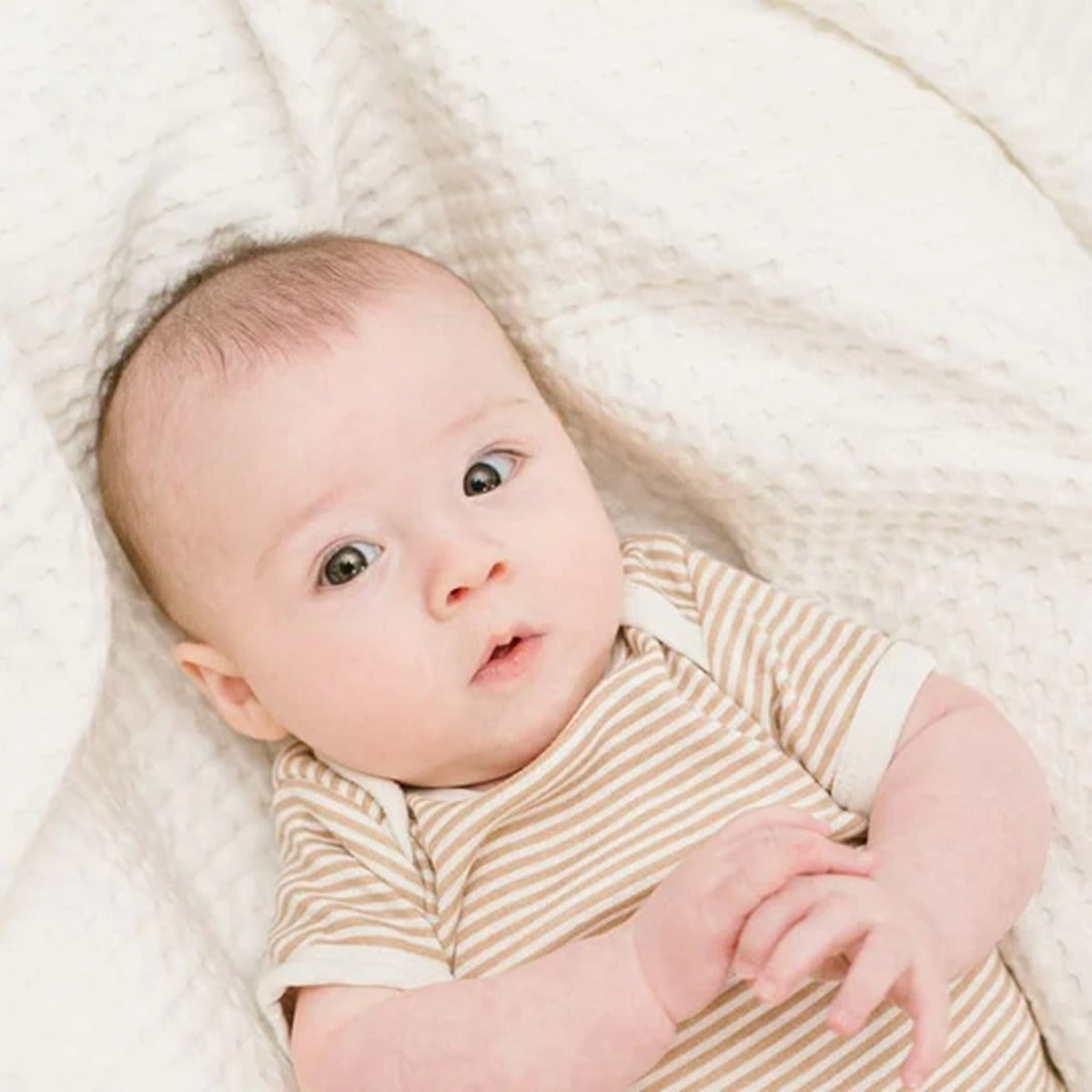 Lulujo Waffle Blanket (100cm x 80cm) - Cream Vanilla