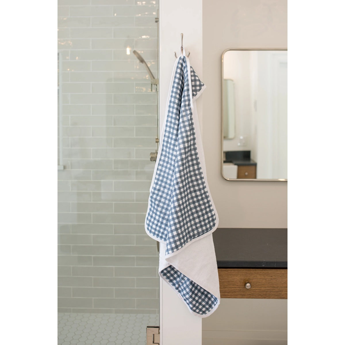 Lulujo Baby Hooded Towel - Navy Gingham