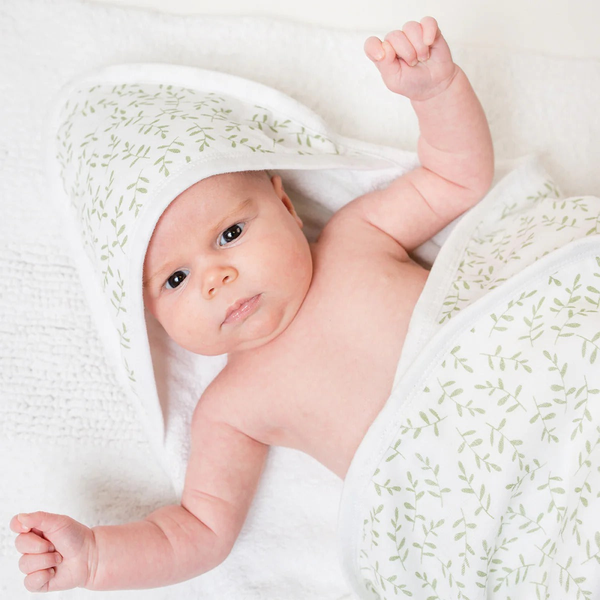 Lulujo Baby Hooded Towel - Greenery