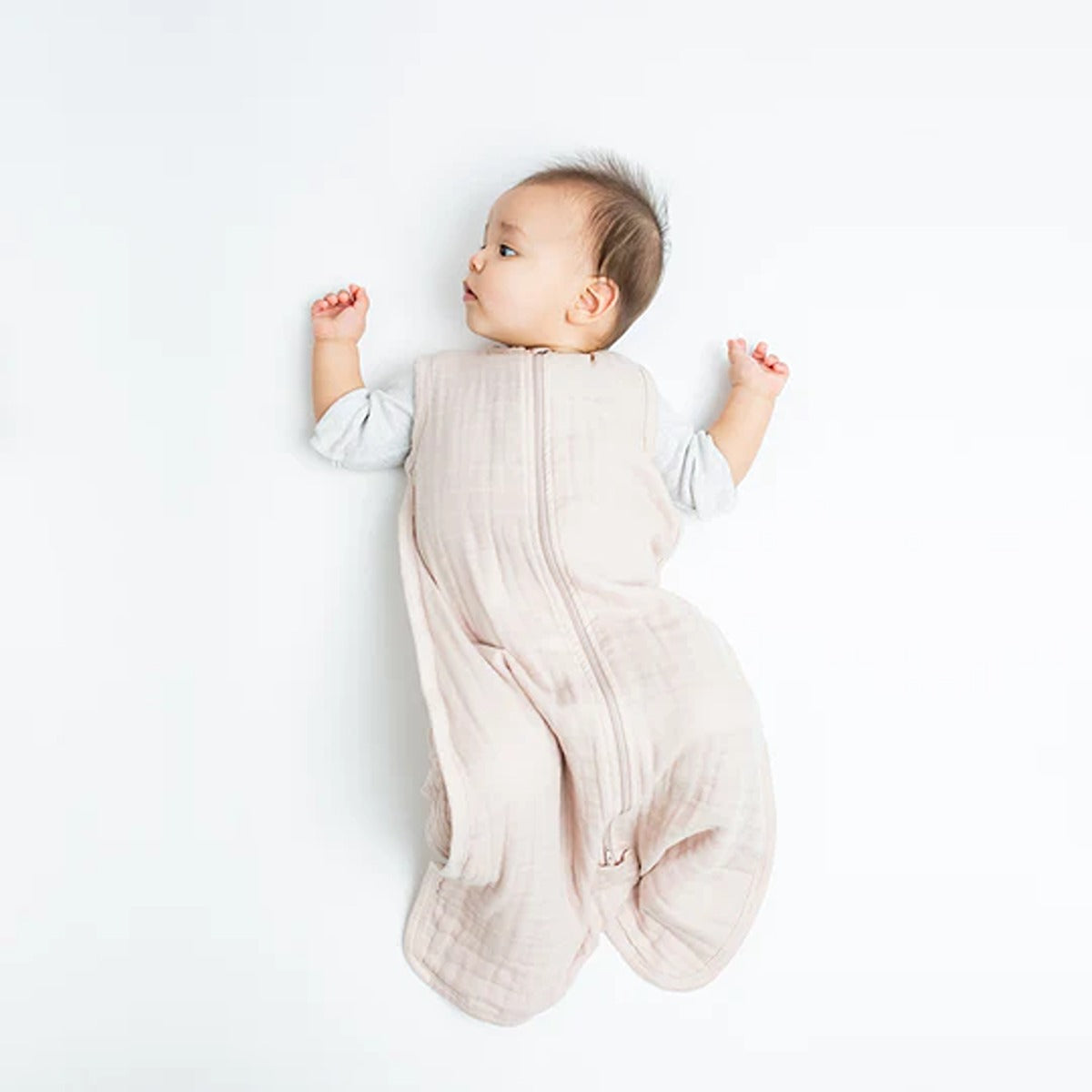 Lulujo 100% Cotton Muslin Sleep Sack - Sand - Size S (0-6 months)