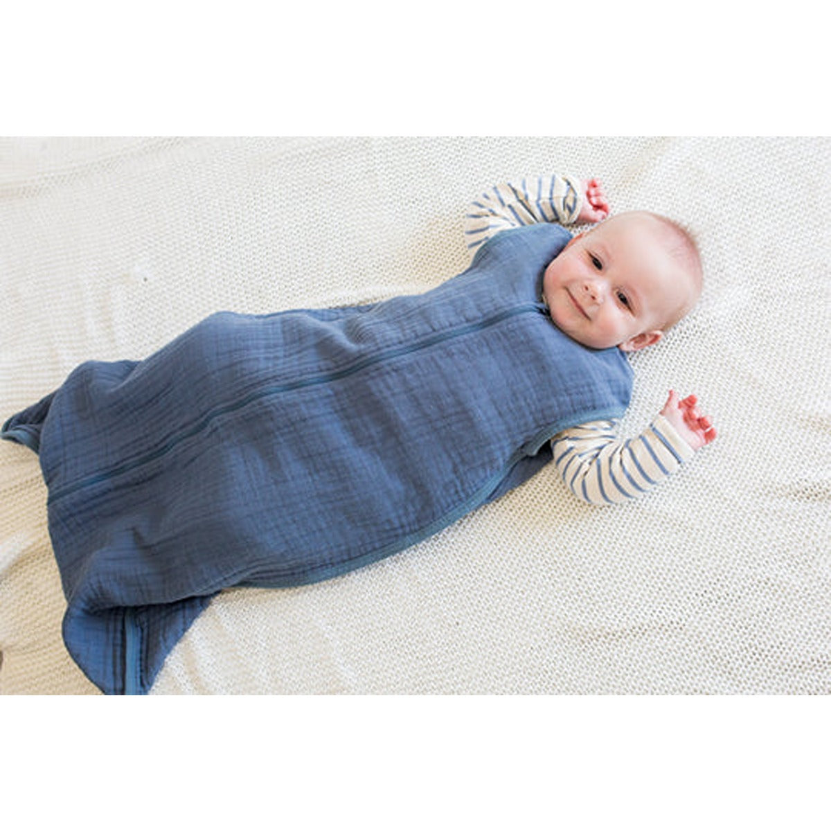 Lulujo 100% Cotton Muslin Sleep sack - Navy Night - Size M (6-12months)
