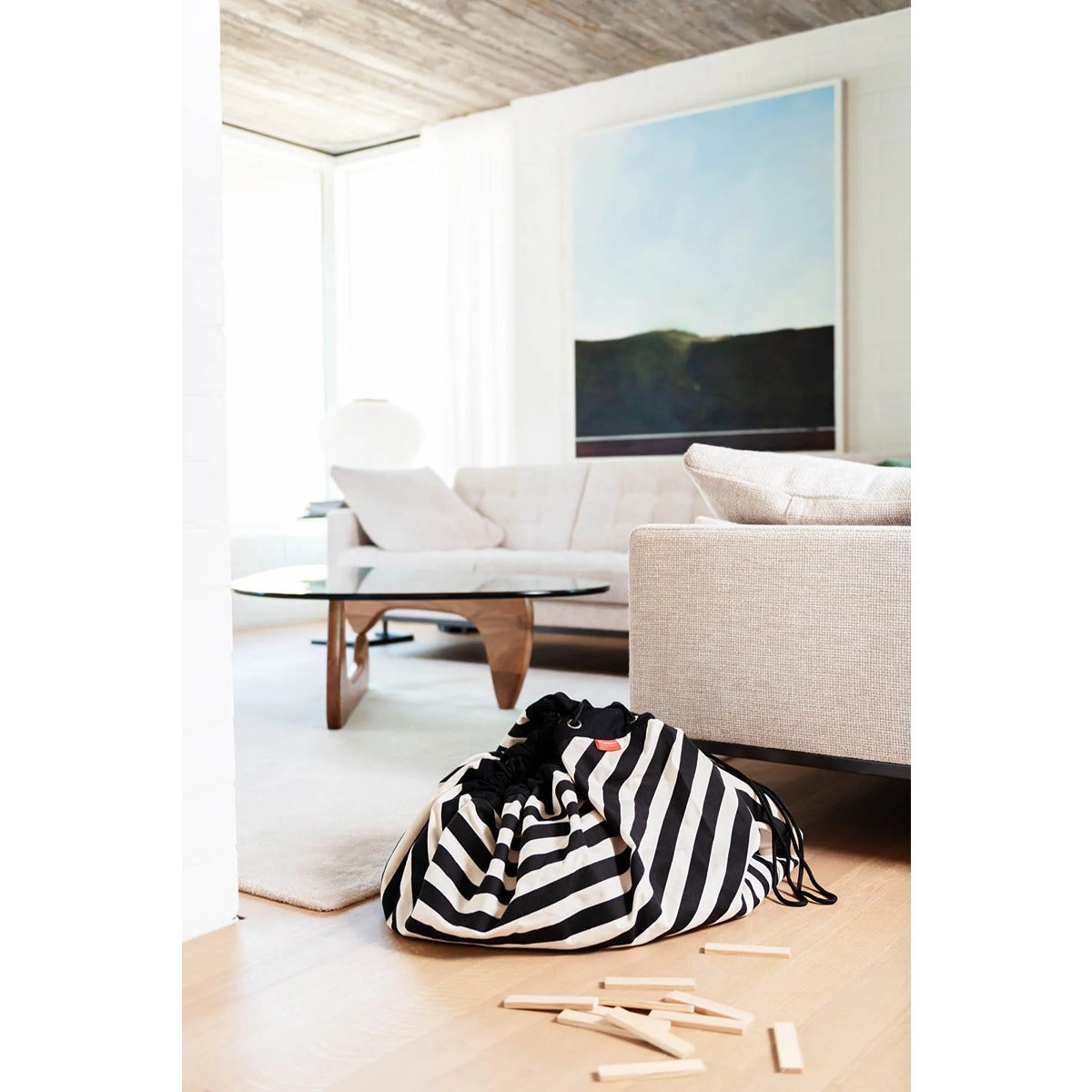 Play and Go Playmat & Storage Bag - Stripes Black