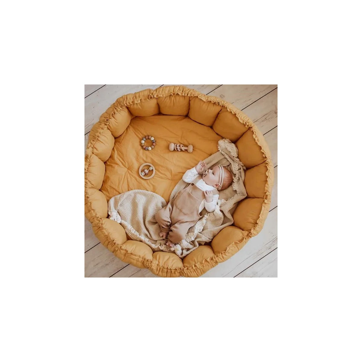 Play and Go Bloom Organic Playmat and Storage Bag - Mustard Chai Tea