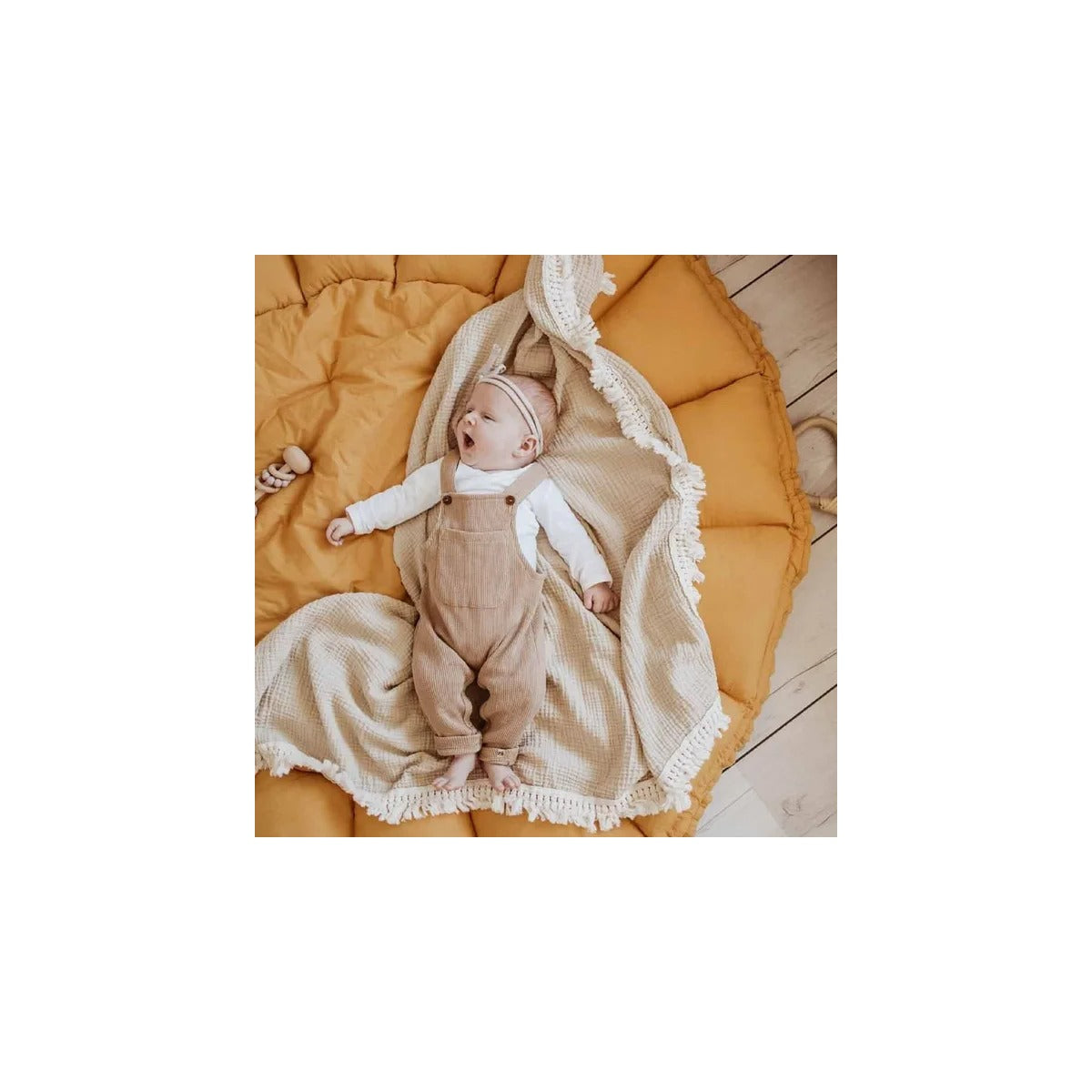 Play and Go Bloom Organic Playmat and Storage Bag - Mustard Chai Tea