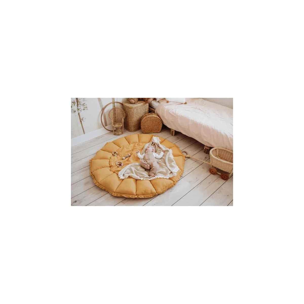 Play and Go Bloom Organic Playmat and Storage Bag - Mustard Chai Tea