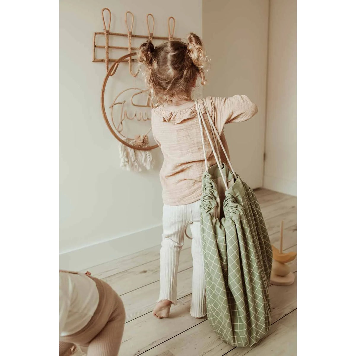 Play and Go Playmat & Storage Bag - Stripes Green