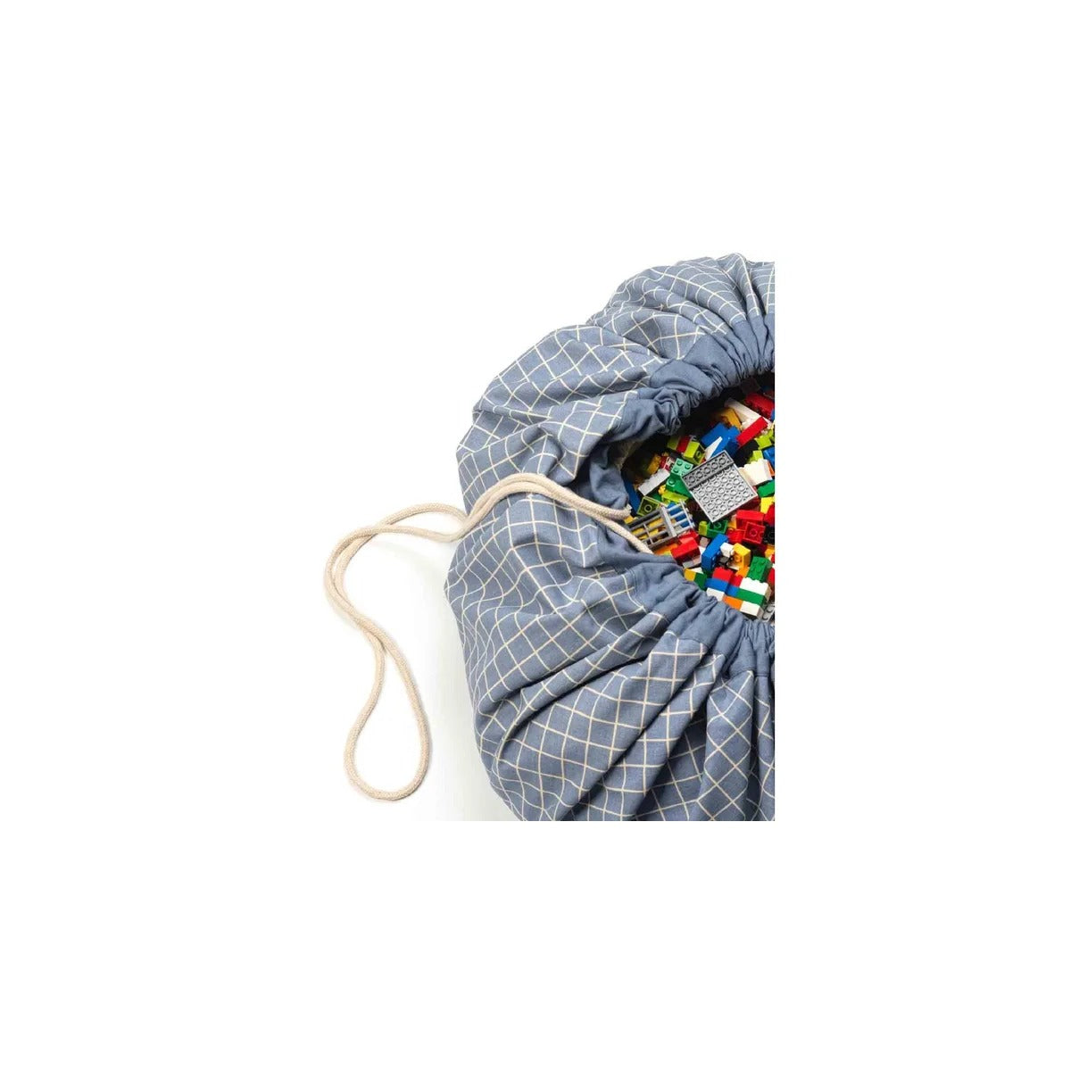 Play and Go Organic Playmat and Storage Bag - Grid Blue