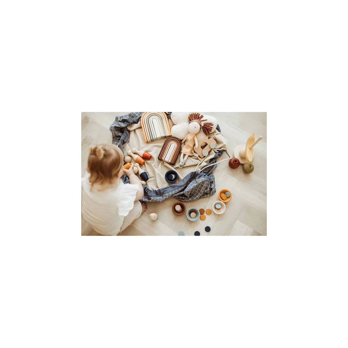 Play and Go Organic Playmat and Storage Bag - Grid Blue