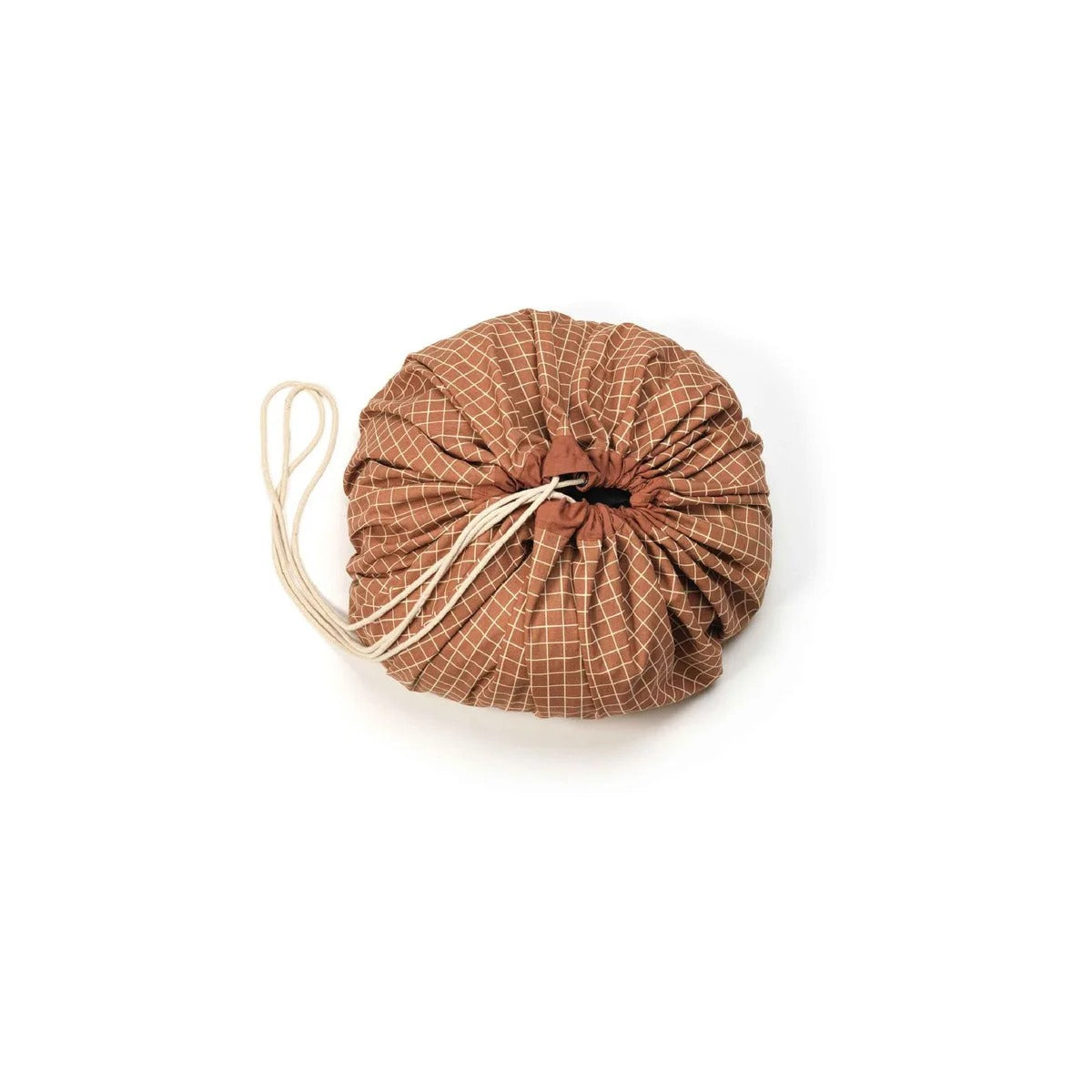 Play and Go Organic Playmat and Storage Bag - Grid Brown