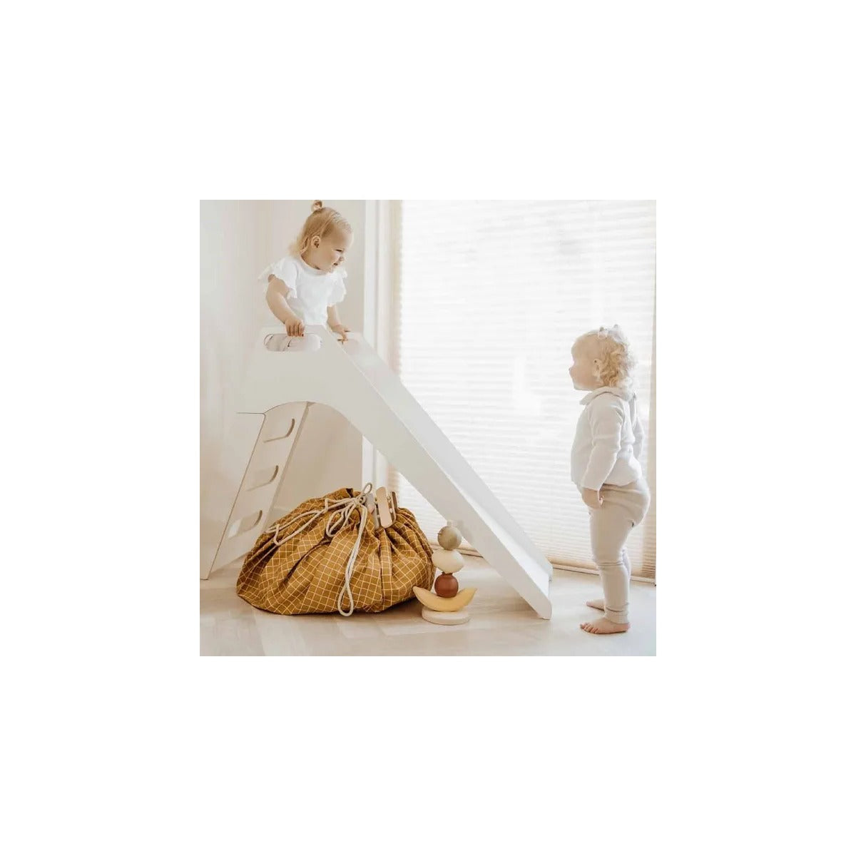 Play and Go Organic Playmat and Storage Bag - Grid Mustard