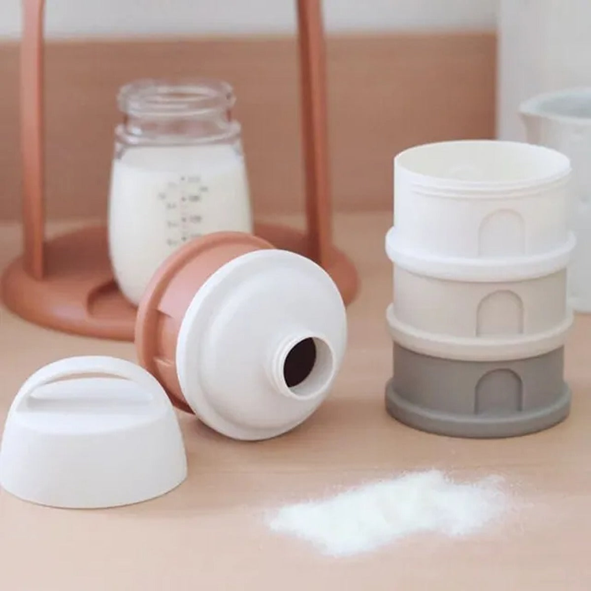 Beaba Beaba Formula Milk Container 4 Compartments Cotton White/Ter