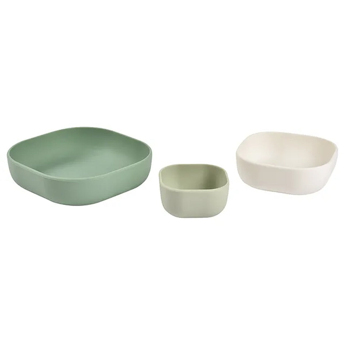 Beaba Beaba Silicone 3 Piece Nesting Bowl Set - Sage Green/Cotton/