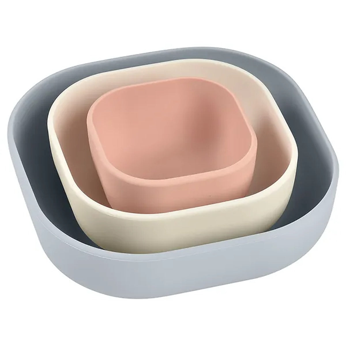 Beaba Beaba Silicone 3 Piece Nesting Bowl Set - Velvet Grey/Cotton