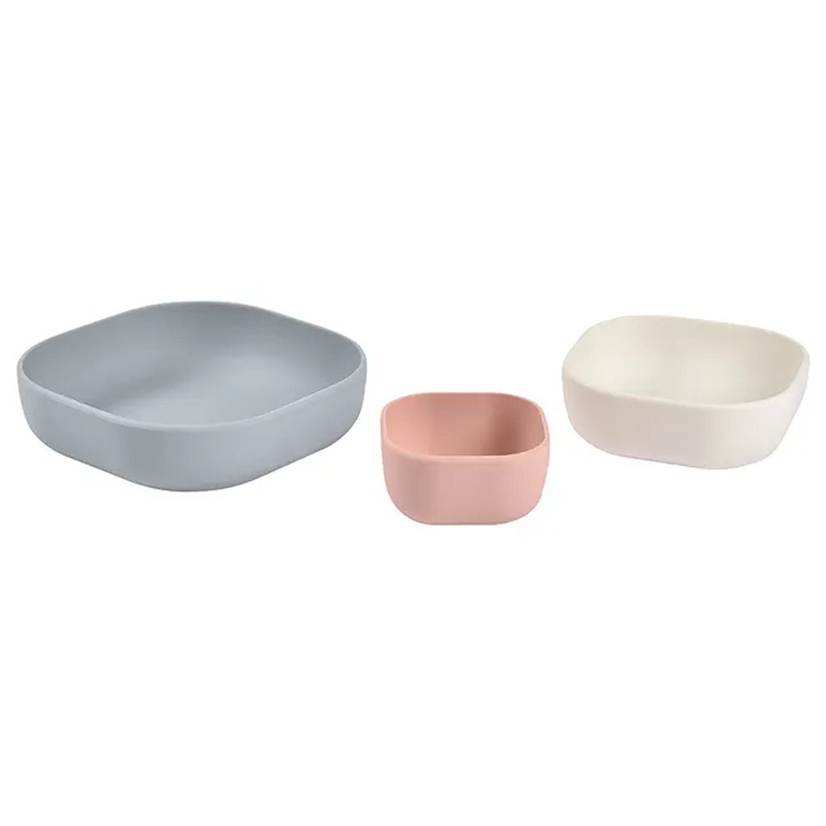 Beaba Beaba Silicone 3 Piece Nesting Bowl Set - Velvet Grey/Cotton