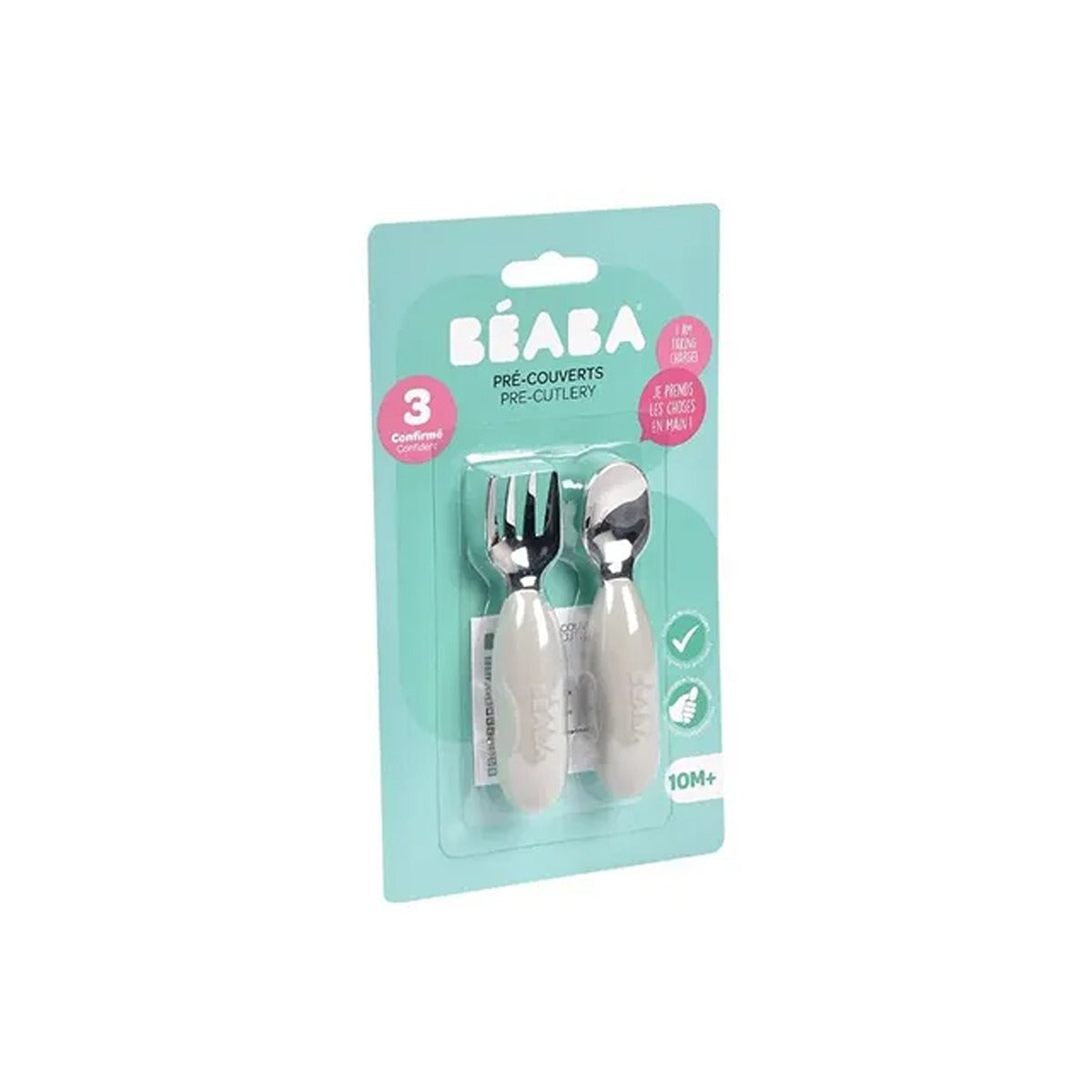 Beaba Beaba Set of 2 Stainless Steel Pre-Cutlery - Velvet Grey