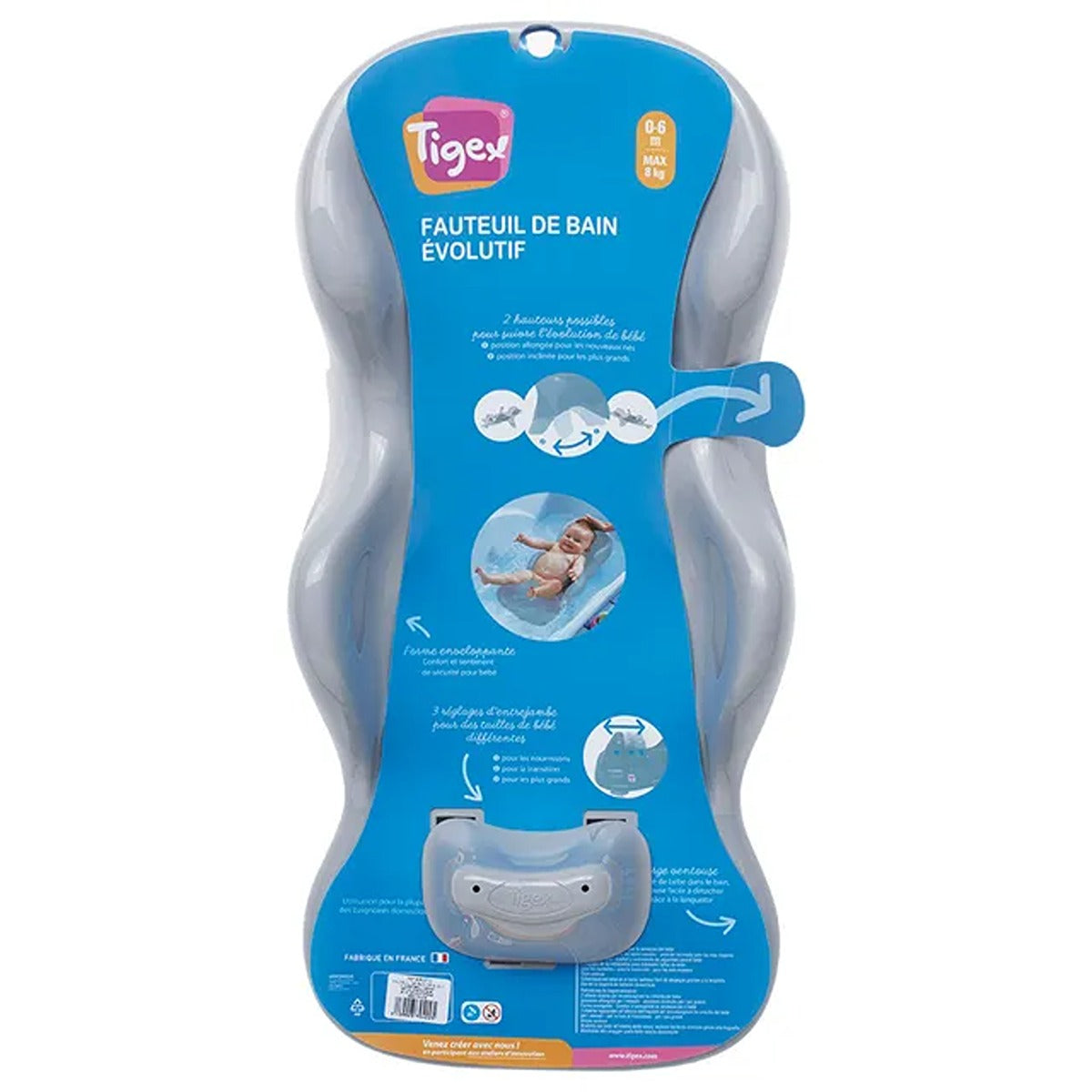 Beaba BEABA Baby Bath Seat - Ergonomic - Ideal for Newborns - Made in France - Parma Grey