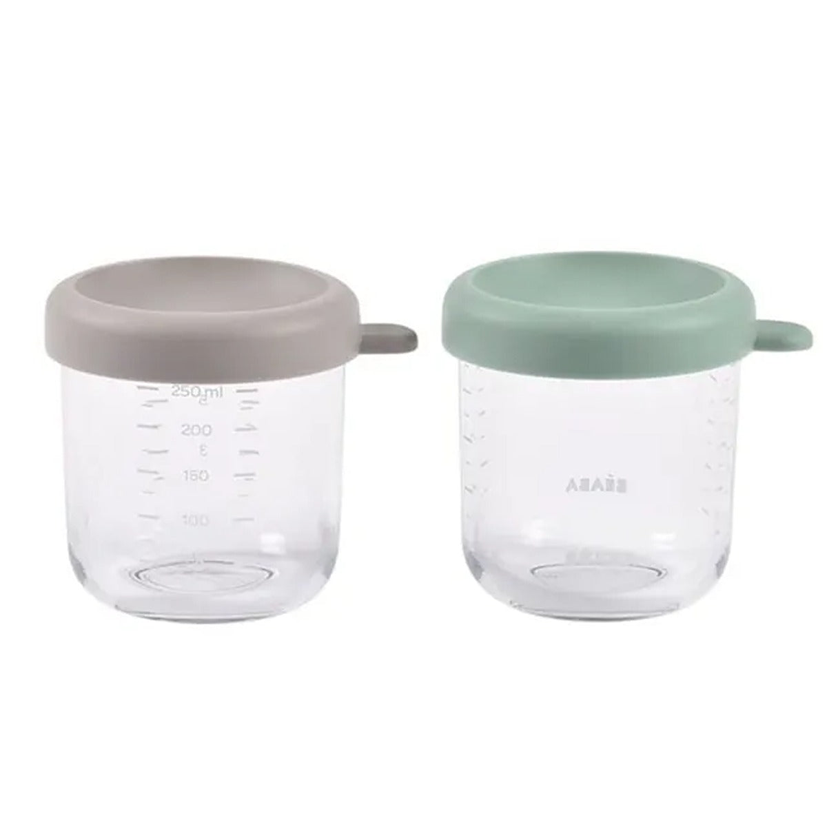 Beaba Beaba Set of 2 x 250 ml Glass Conservative Jars Sage Green/G