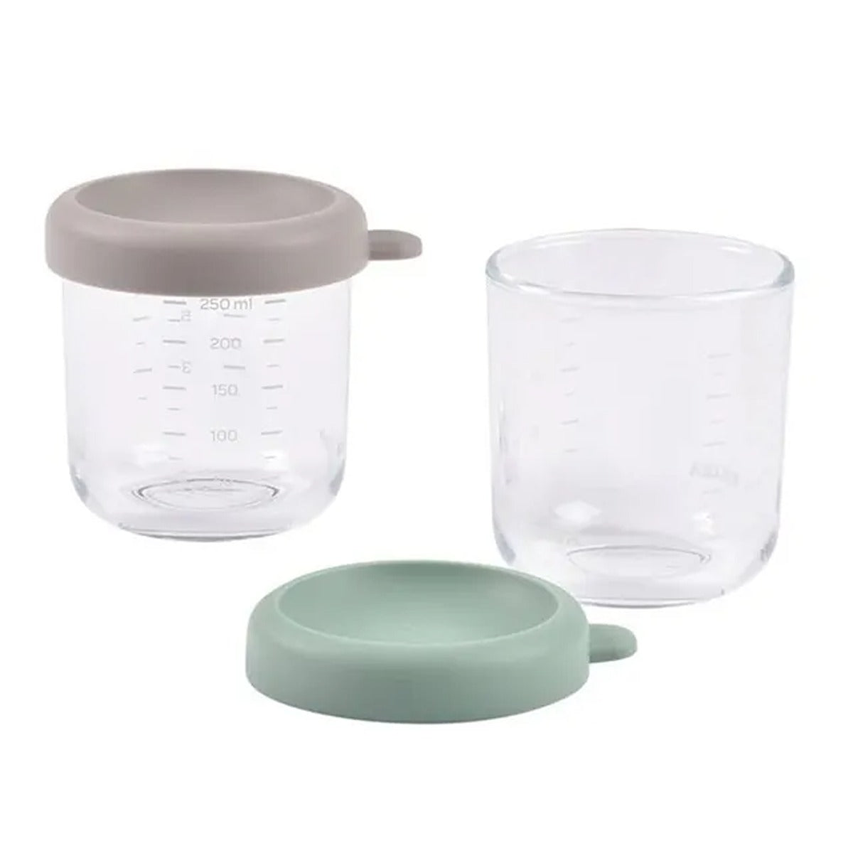 Beaba Beaba Set of 2 x 250 ml Glass Conservative Jars Sage Green/G