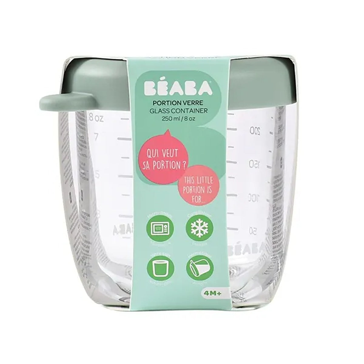 Beaba Beaba 250 ml Glass Conservative Jars Sage green