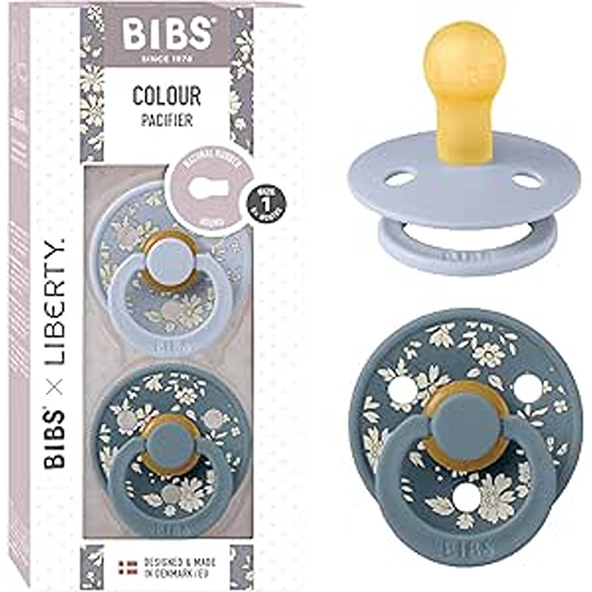 Bibs Bibs BIBS x Liberty 2 PACK Colour Capel Latex Size 1 Dusty Blue Mix