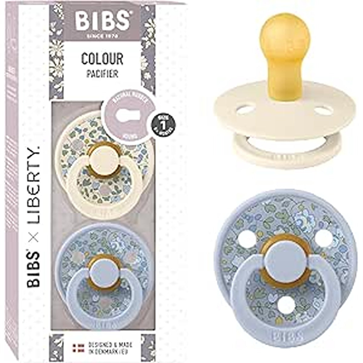 Bibs Bibs BIBS x Liberty 2 PACK Colour Eloise Latex Size 1 Dusty Blue Mix
