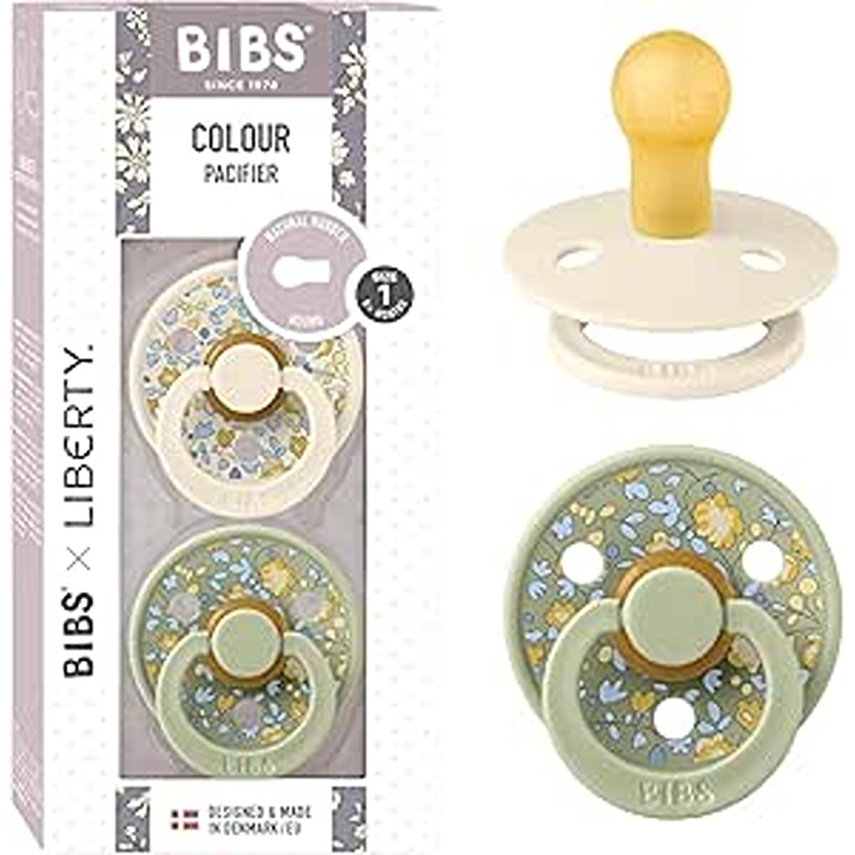 Bibs Bibs BIBS x Liberty 2 PACK Colour Eloise Latex Size 1 Sage Mix