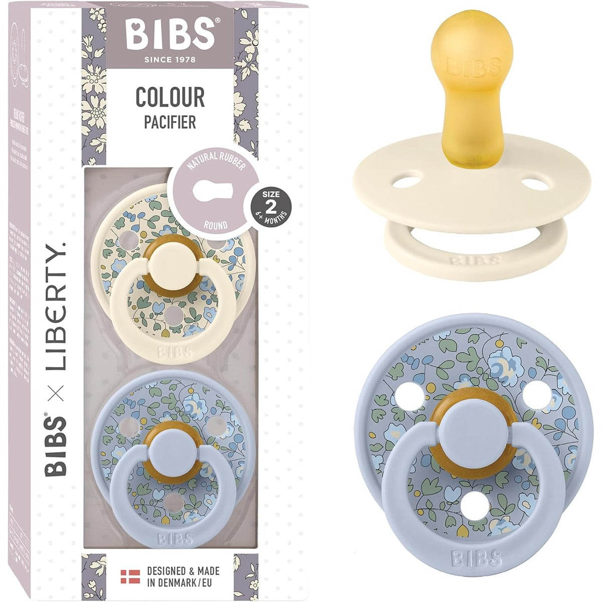 Bibs Bibs BIBS x Liberty 2 PACK Colour Eloise Latex Size 2 Dusty Blue Mix