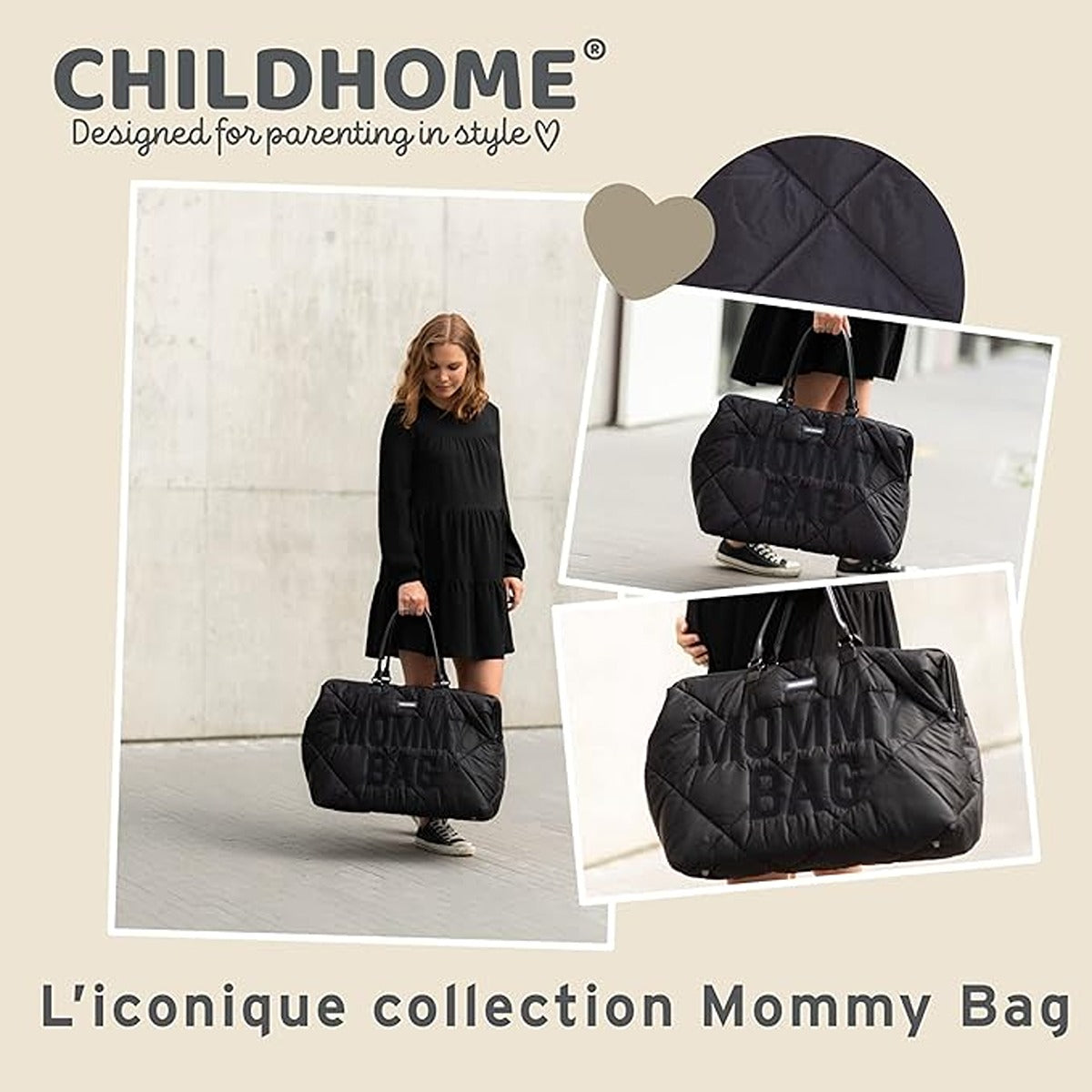 Childhome Childhome Mommy Bag Big Puffered Black