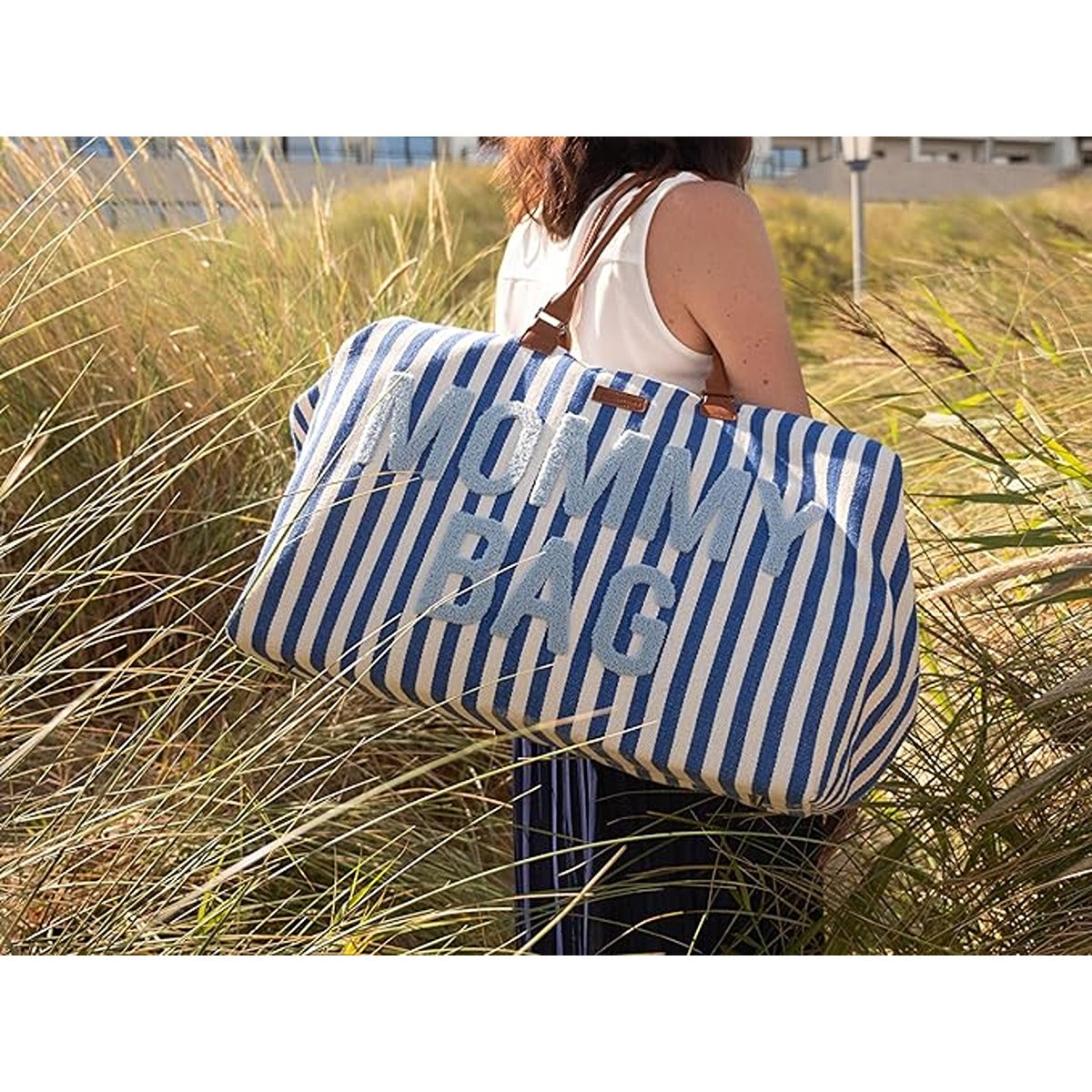 Childhome Childhome Childhome Mommy Bag Big - Stripes Electric Blue/Light Blue Electric Blue/Light Blue