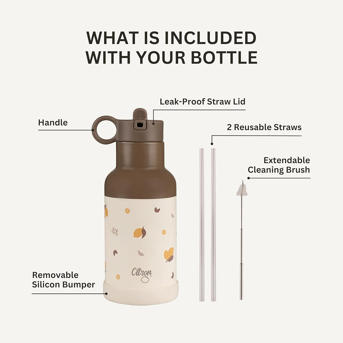 Citron Citron Citron- Vacuum Insulated Stainless Steel Water Bottle for Kids - 350ml Lemon