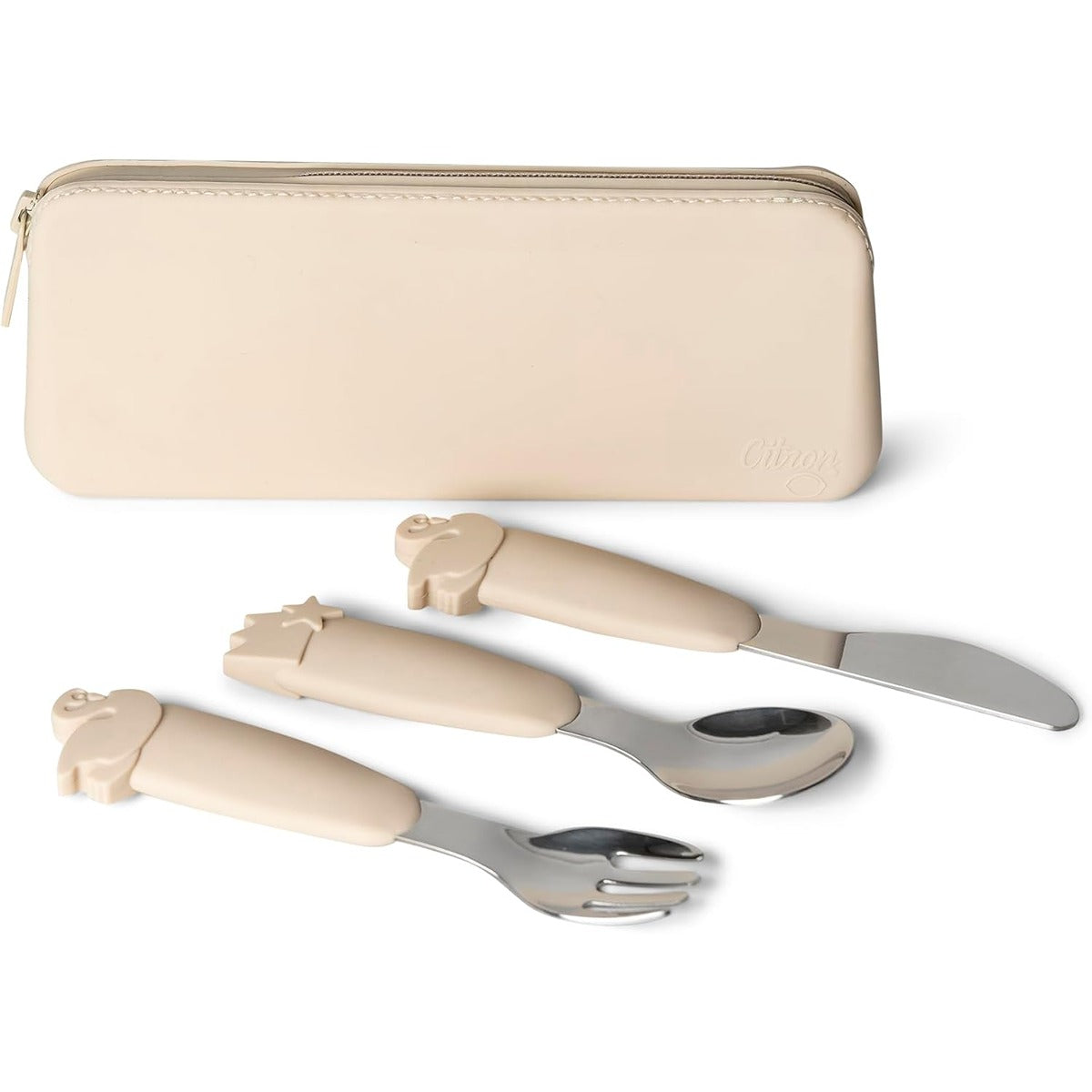 Citron Citron- Silicone Cutlery Set with Pouch Ballerina - Eco-Friendly Utensils for On-the-Go Dining