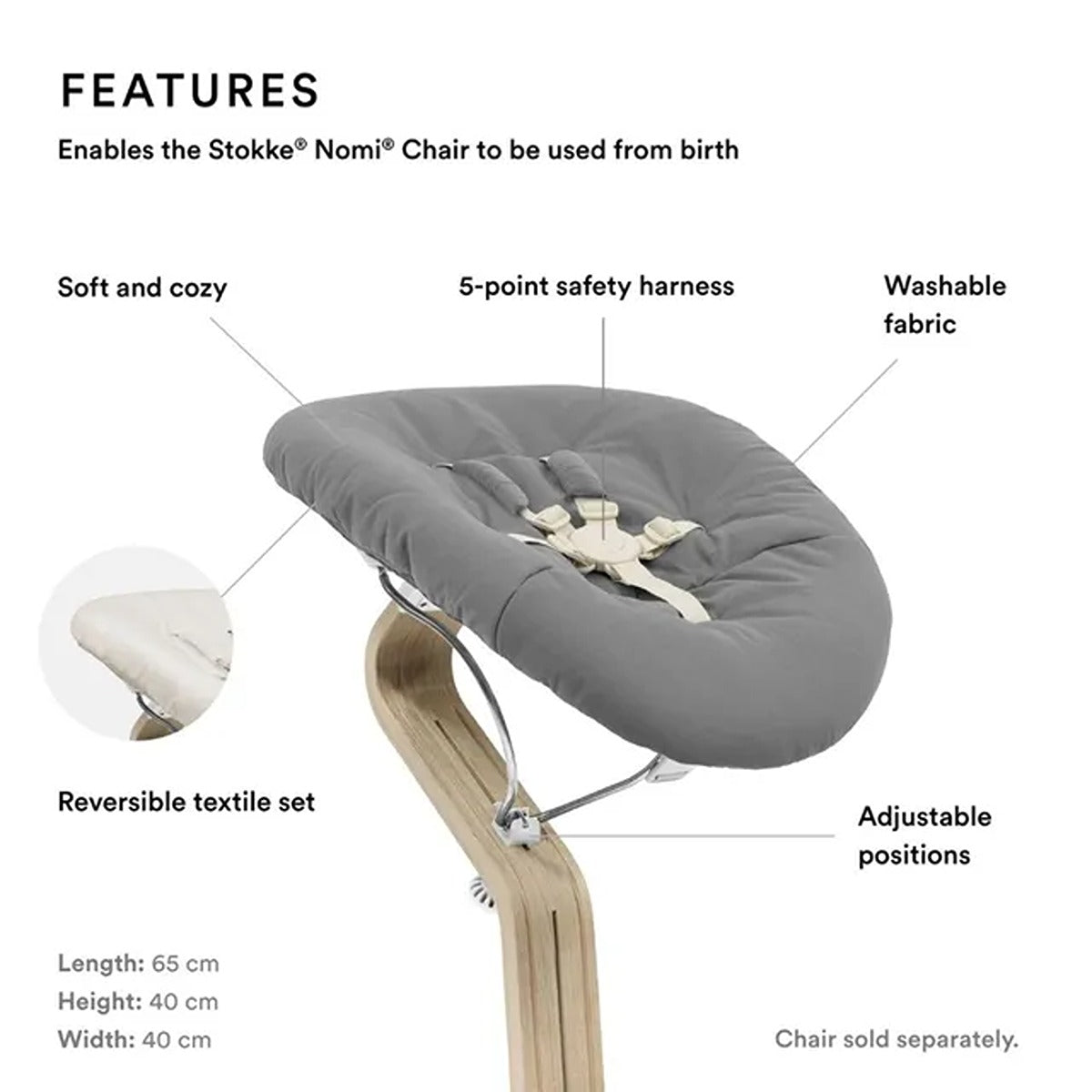 Stokke YOYO Stokke? Nomi? Newborn Set Black - Grey Sand