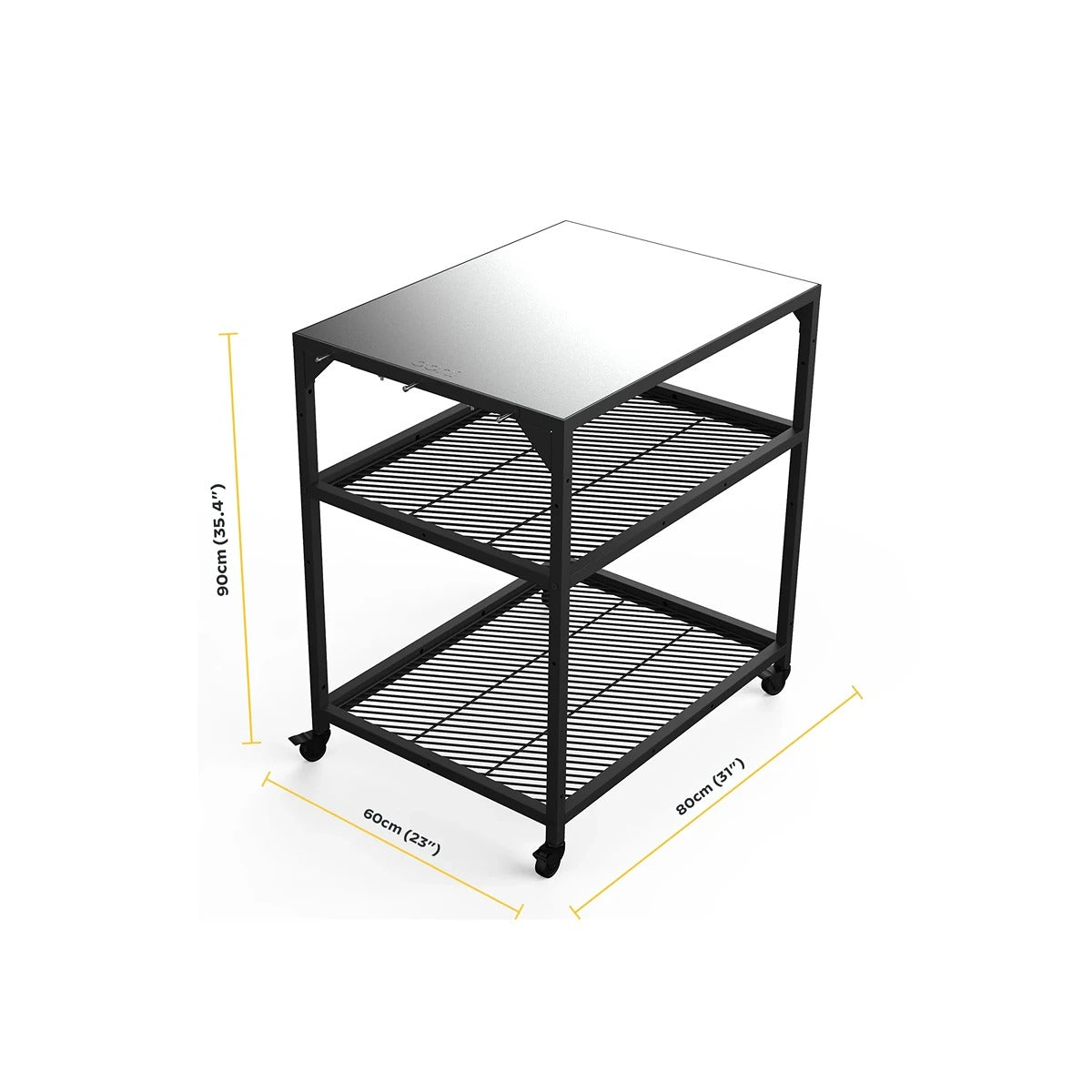 Ooni Modular Pizza Table Medium Stainless Steel Kitchen Trolley Side Table/Trolley with Wheels to Stand Your Pizza Oven