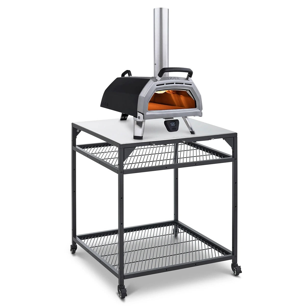 Ooni Ooni Modular Pizza Table Stainless Steel Kitchen Trolley Side Table/Trolley with Wheels to Stand Your Pizza Oven