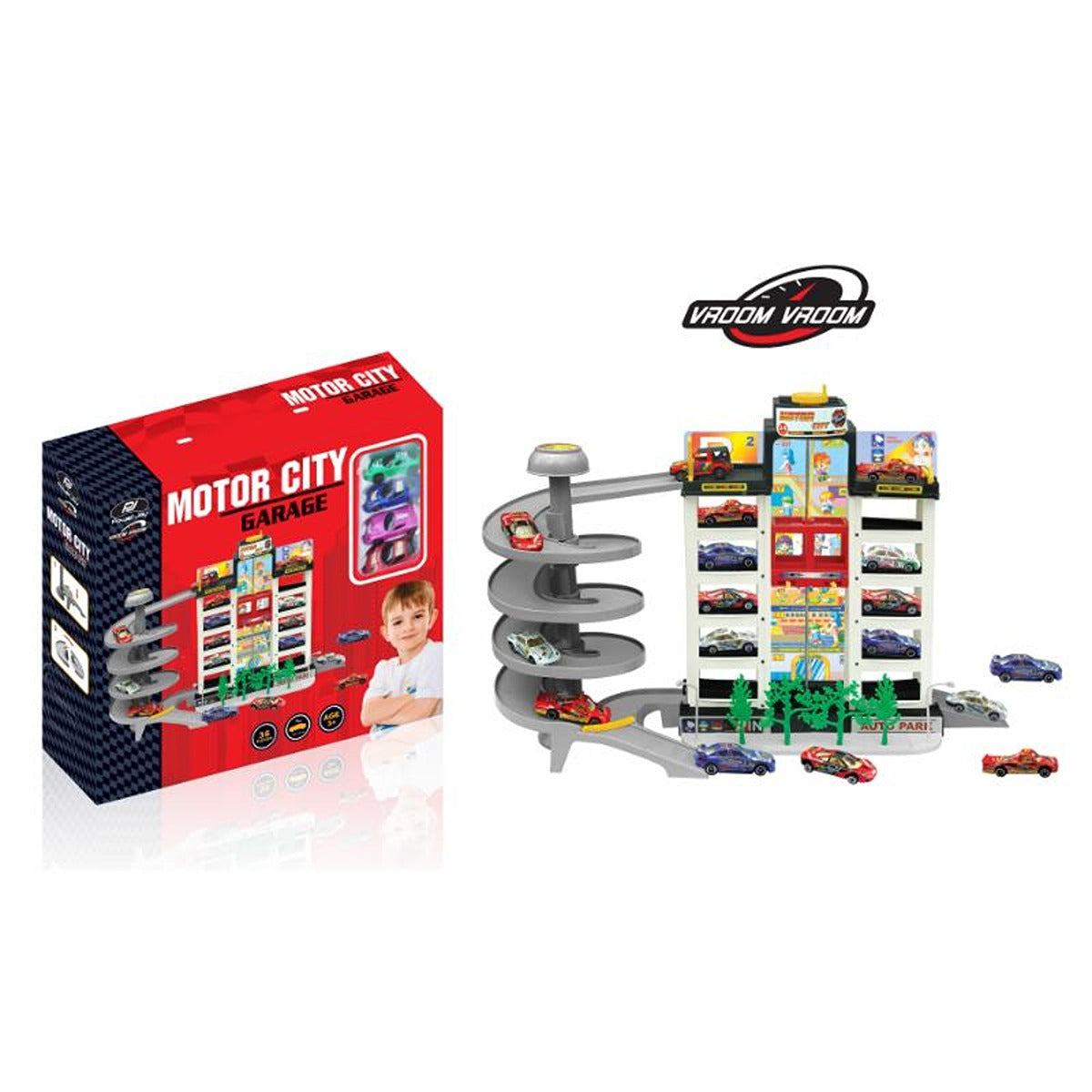 P.JOY PJOY-VVROOM-MOTOR-CITY-GARAGE-W-4-CARS