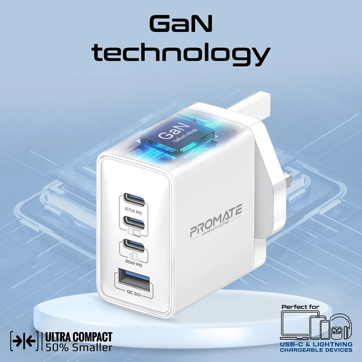 Promate GANPORT4-67PD.WHITE.UK