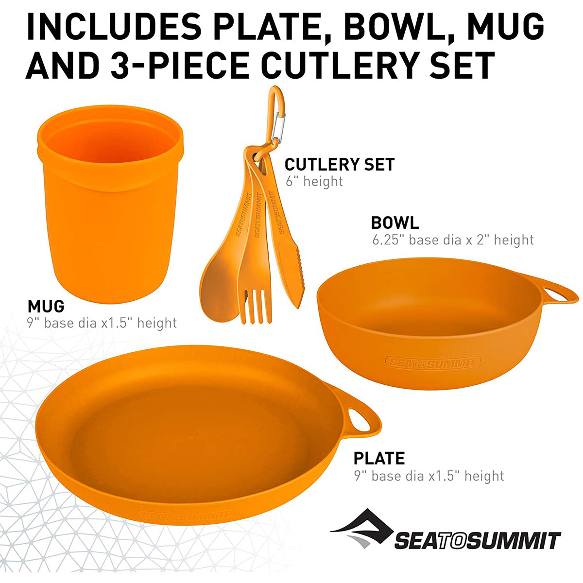 Sea to Summit S2S Delta Camp Set (Bowl, Plate, Mug, Cutlery) Orange