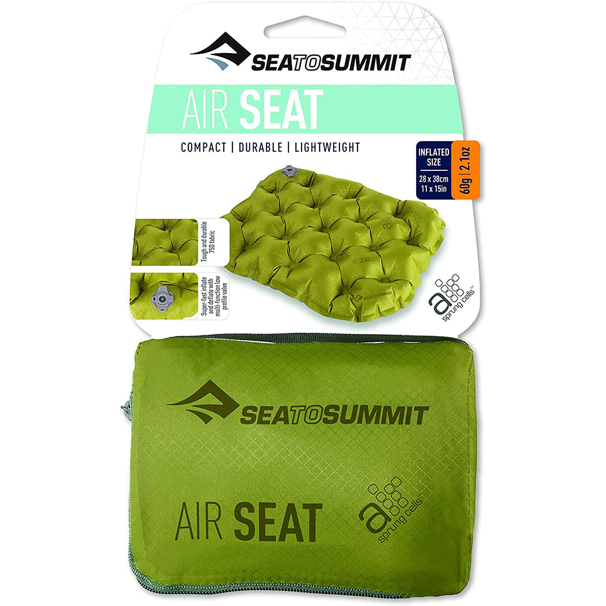 Sea to Summit S2S  Air Seat - Stadium & Sporting Event Inflatable Compact Cushion, Green