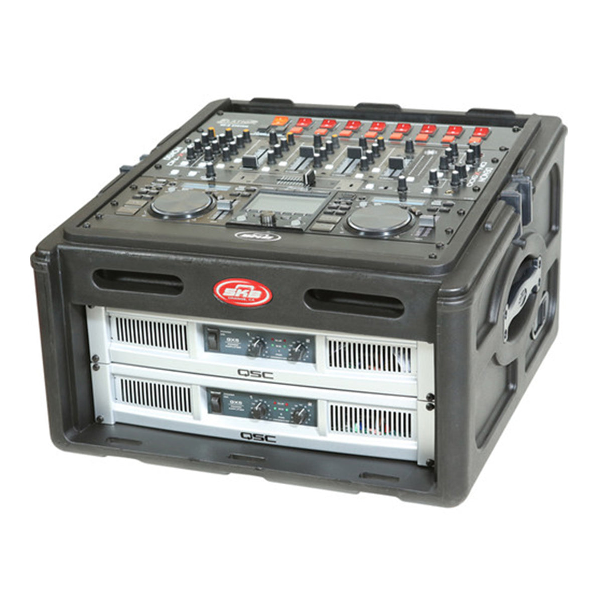 SKB Audio and DJ Rack Case 10U Top Rack, 4U Front Rack, Steel Rails, Hard top, L/R Access doors