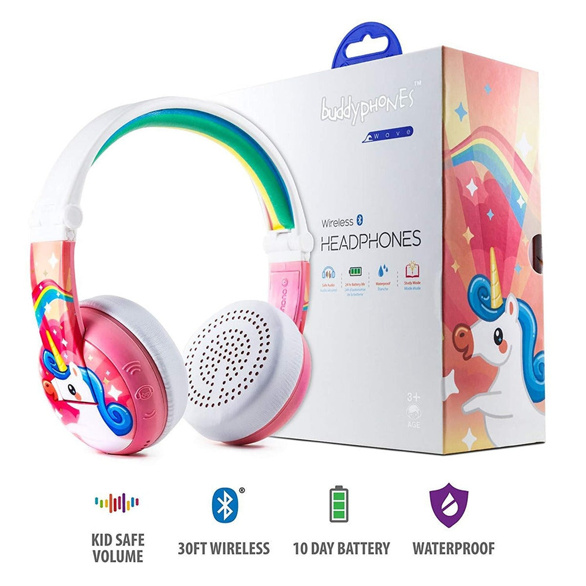 BuddyPhones BUDDYPHONES Wave Bluetooth Headphones Waterproof Unicorn - Pink