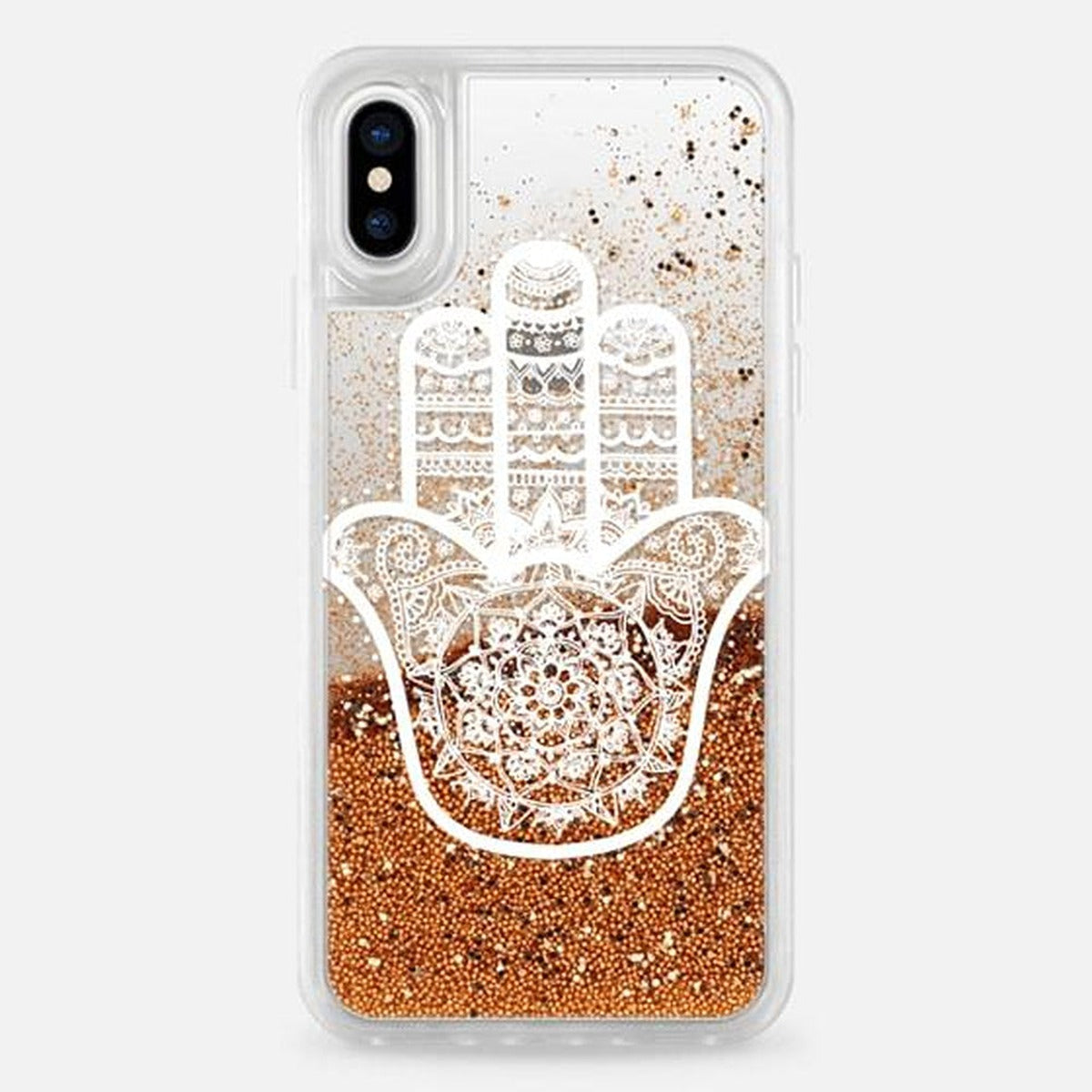 Casetify CASETIFY Glitter Case Gold White Hamsa Hand for iPhone XS/X