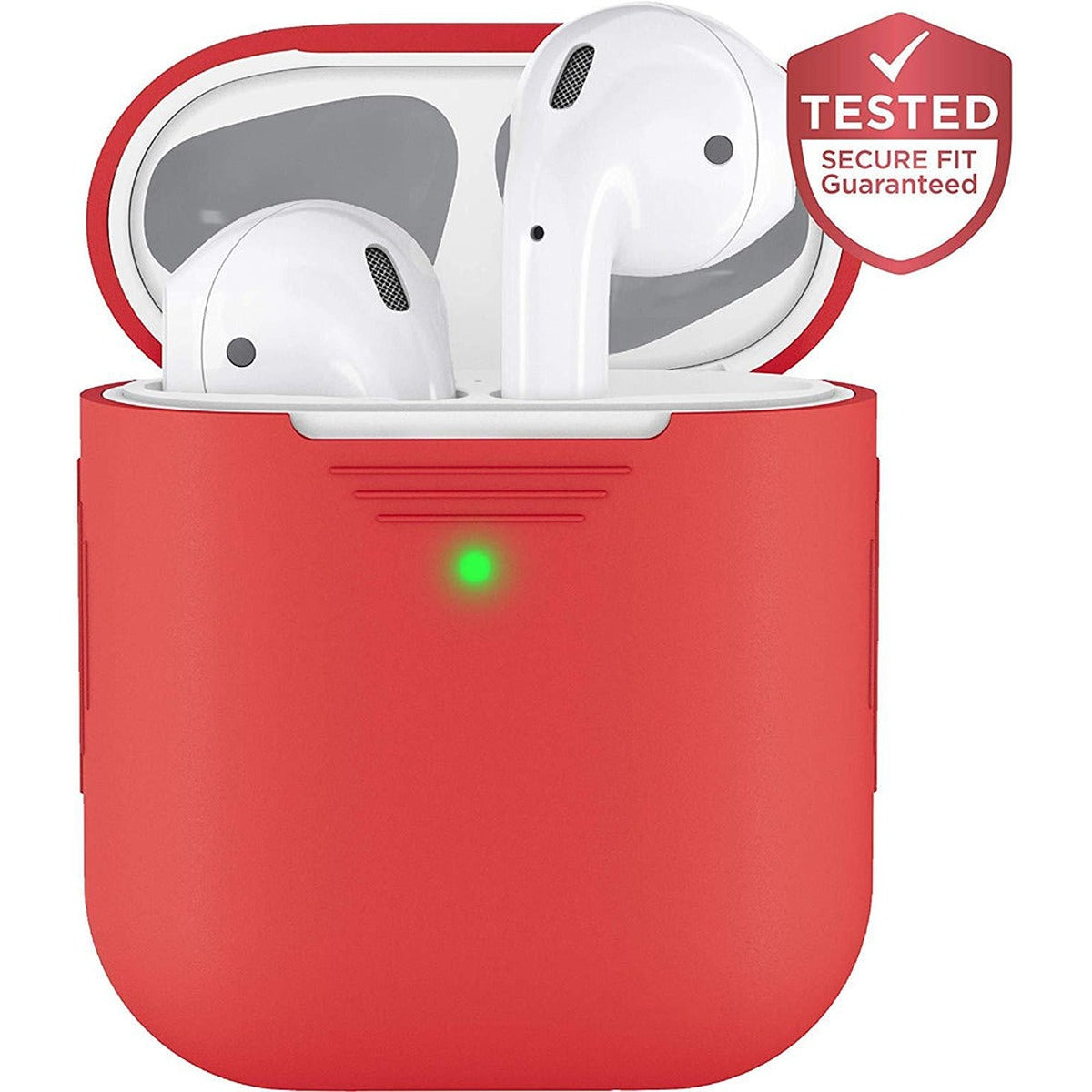 KeyBudz KEYBUDZ PodSkinz Protective Silicone Cover for AirPods 1 & 2 - Lava Red
