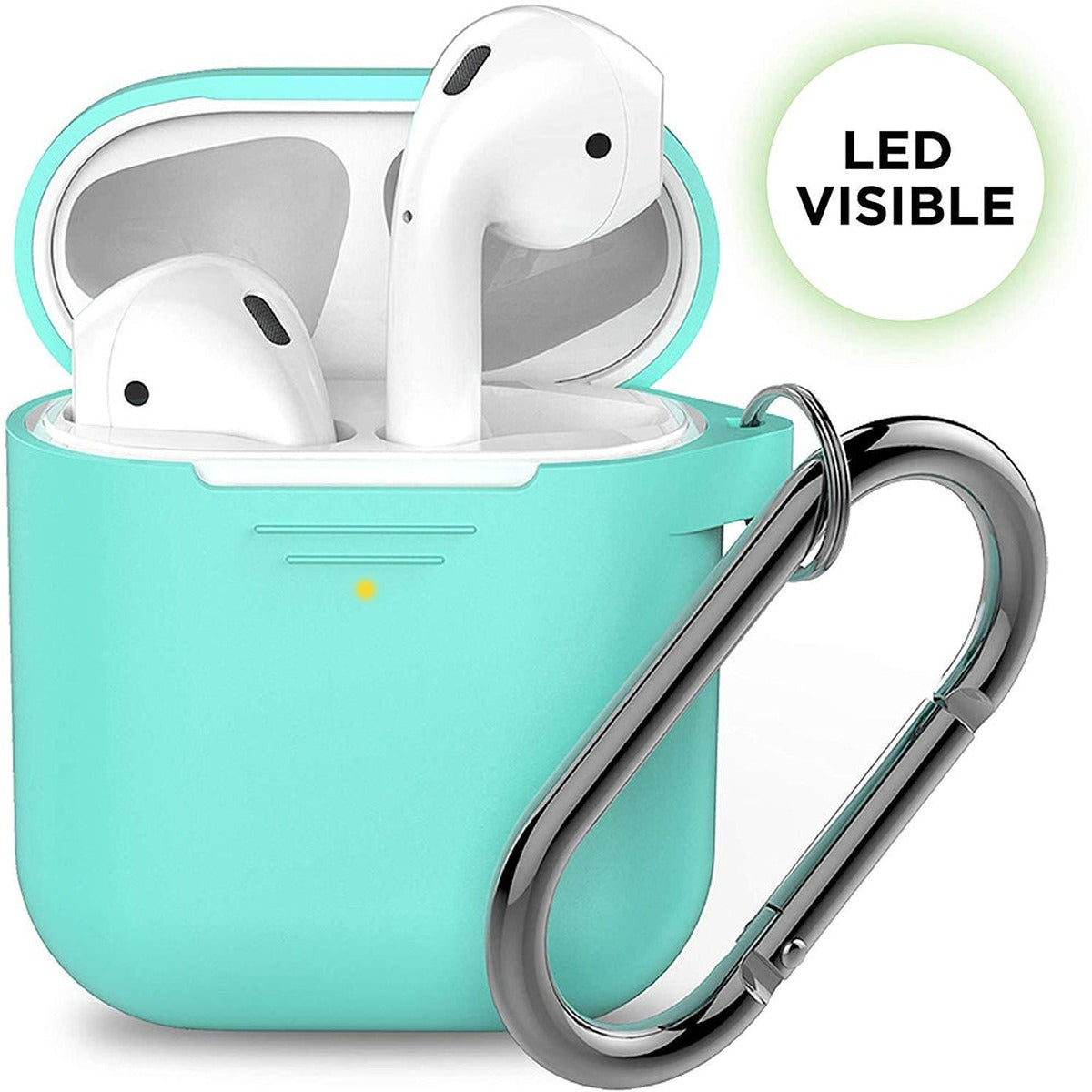 KeyBudz KEYBUDZ PodSkinz Keychain Case with Carabiner for AirPods 1 & 2 - Diamond Blue