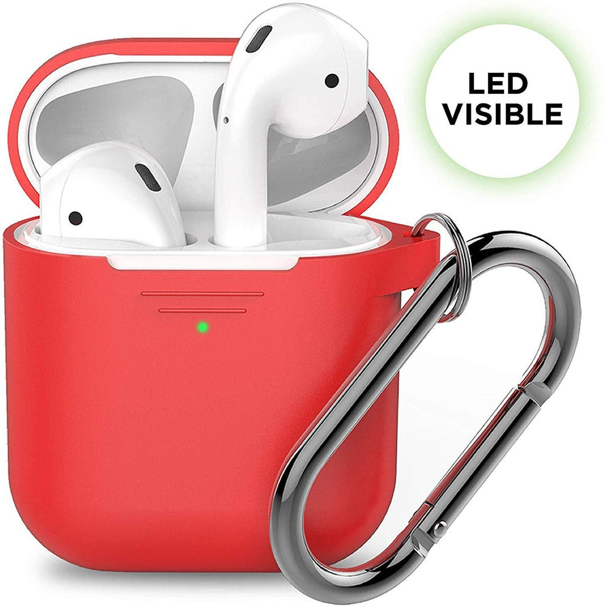 KeyBudz KEYBUDZ PodSkinz Keychain Case with Carabiner for AirPods 1 & 2 - Red