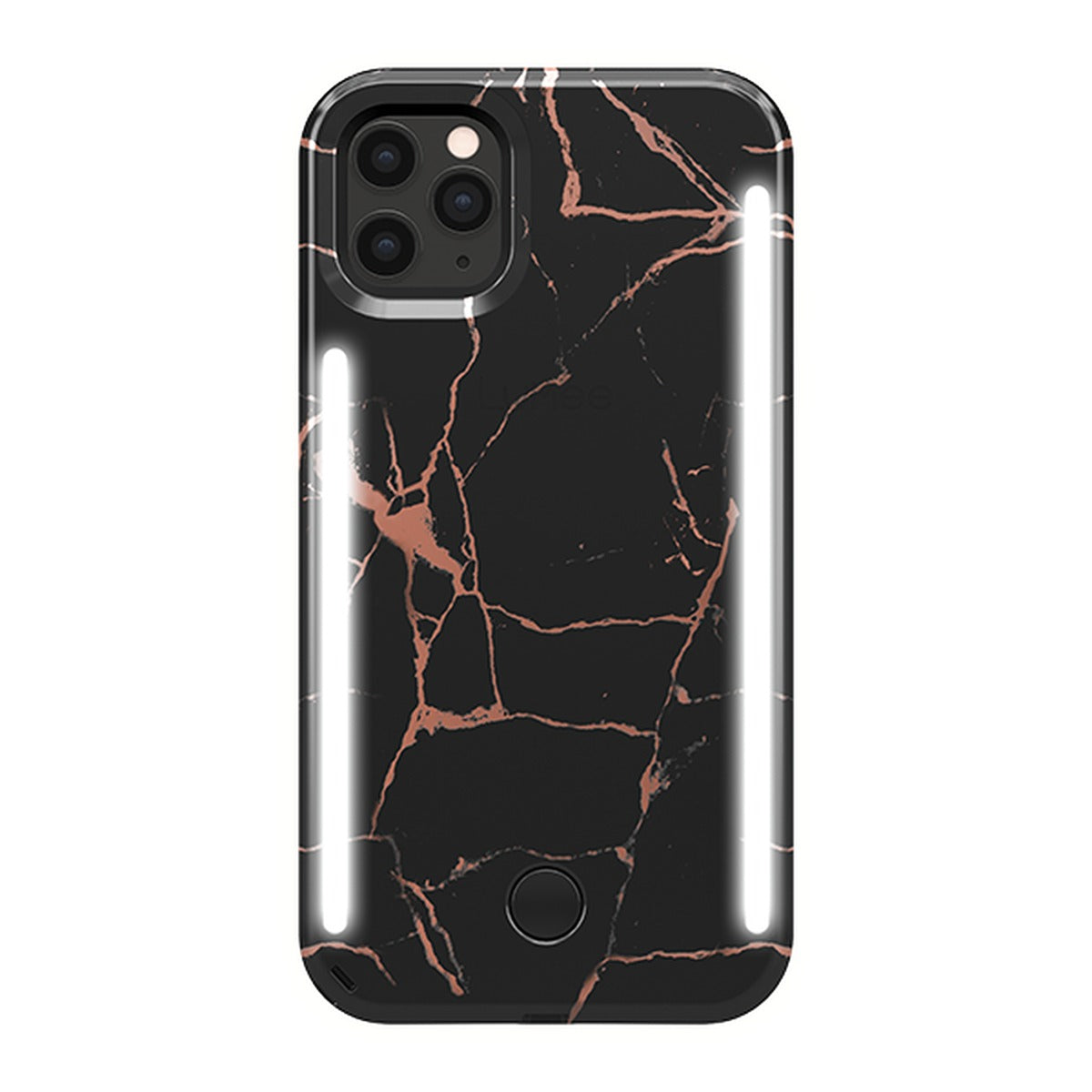 LuMee LUMEE Duo Phone Case with Selfie Light for iPhone 11 Pro - Metallic Marble - Black Rose Gold