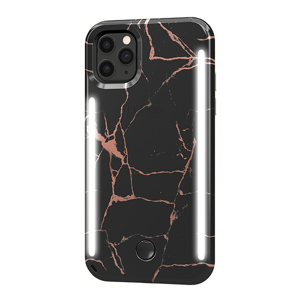 LuMee LUMEE Duo Phone Case with Selfie Light for iPhone 11 Pro - Metallic Marble - Black Rose Gold