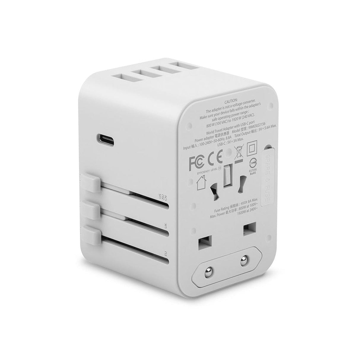 Moshi MOSHI World Travel Adapter with USB-C and USB-A Ports - White