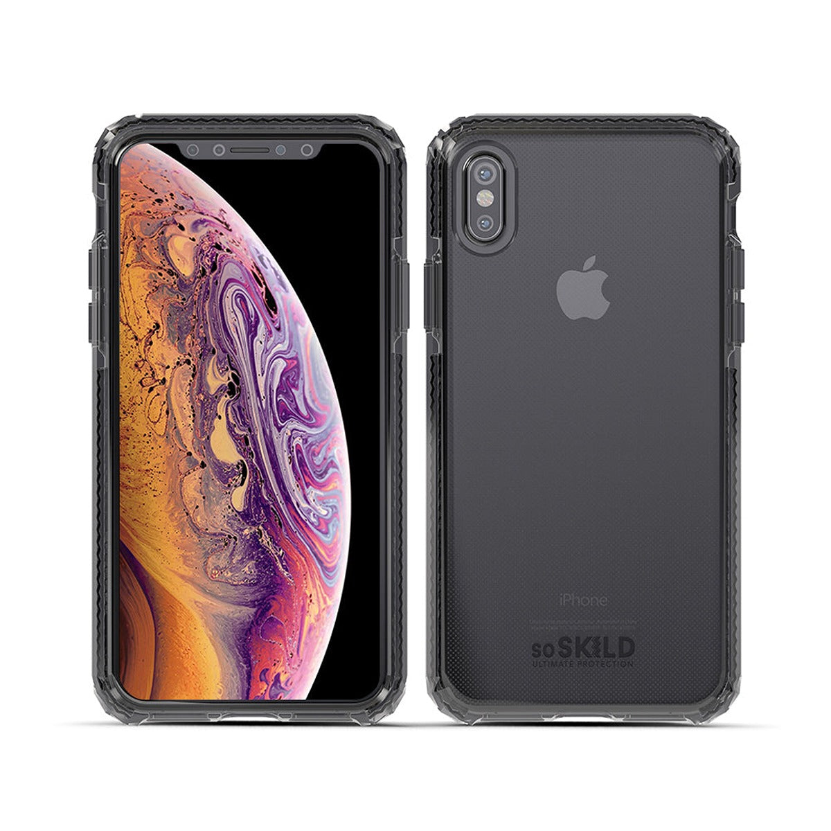 SoSkild SO SKILD iPhone XS Max Defend Heavy Impact Case and Smokey Grey Tempered Glass Screen Protector