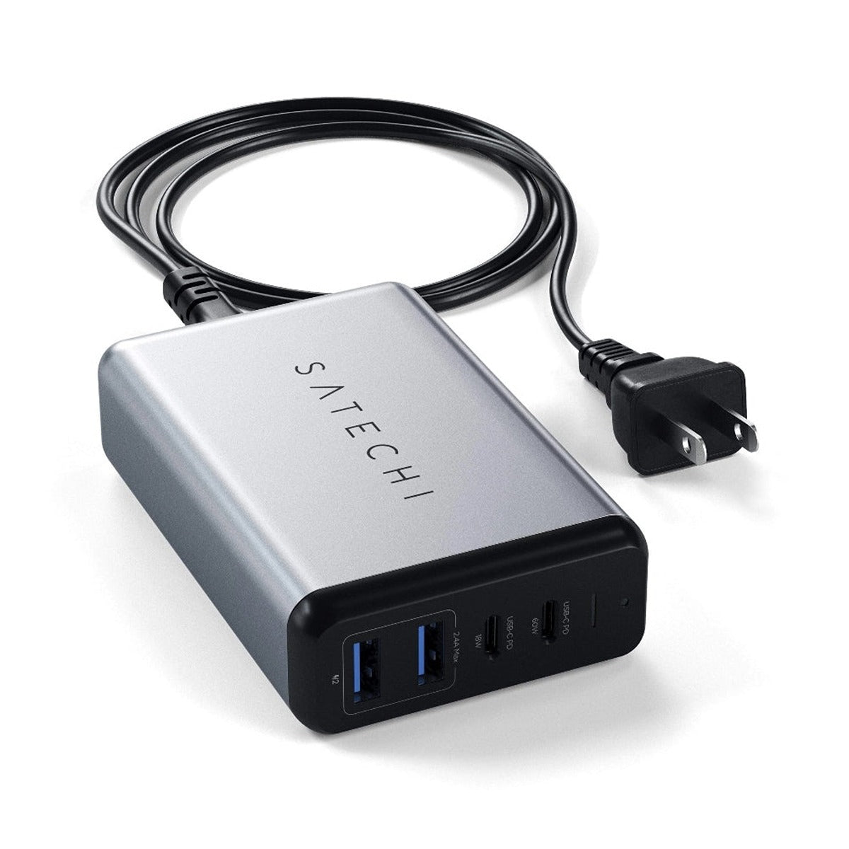 Satechi SATECHI 75W PD Dual Port Travel Charger (2x USB-C + 2x USB-A) - Space Gray