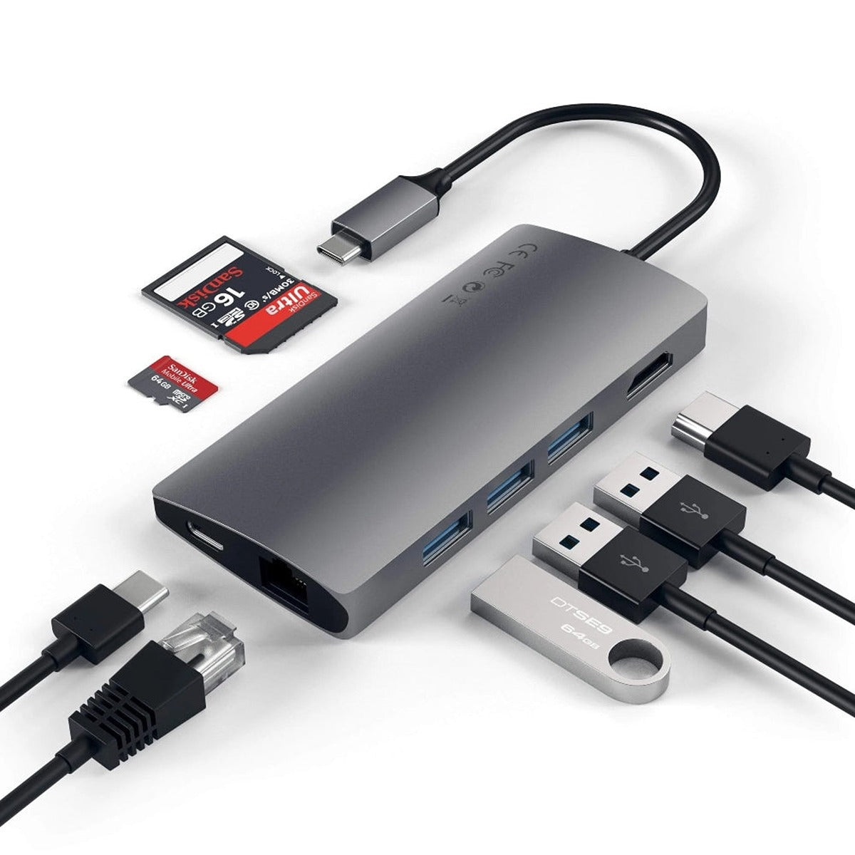 Satechi SATECHI Type-C Multi-Port Adapter with 4K Ethernet V2 - Space Gray